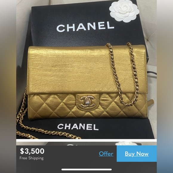🔥RARE CHANEL METALIC CRACKLED CHAIN CLUTCH,CROSSBODY BAG - Picture 15 of 15